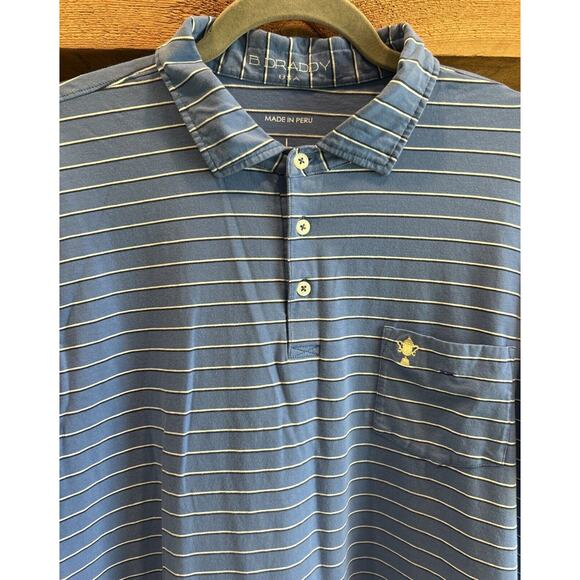 Mens B. DRADDY Blue Striped Trophy Cup Short Sleeve Polo Shirt Size L *B3 - Picture 4 of 6